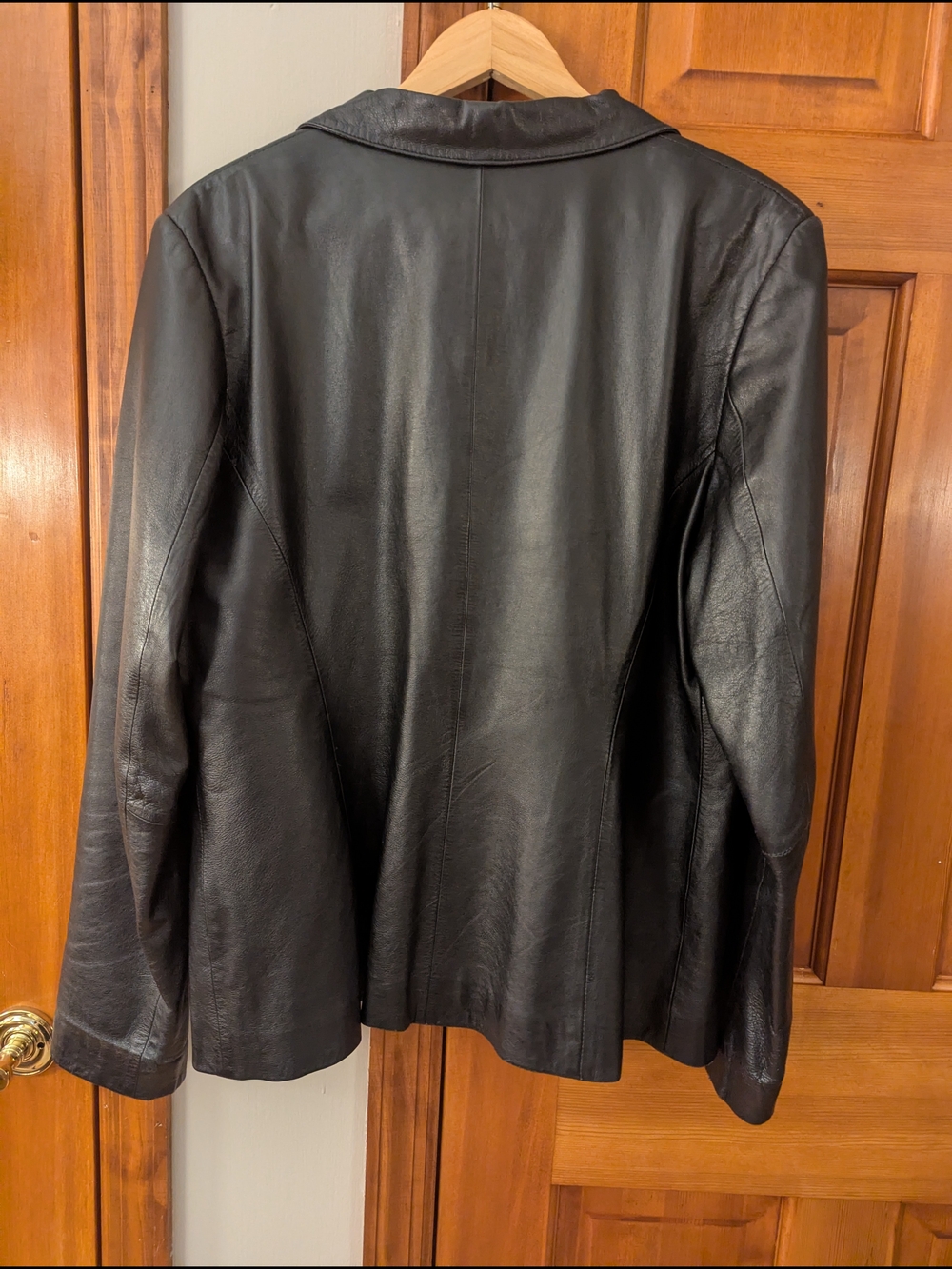 GUC Classic Black Leather Blazer Jacket - Sophisticated Tailored Style XL - Picture 3 of 6